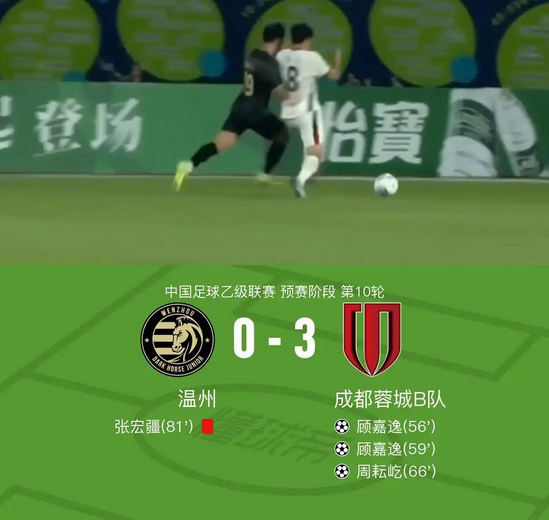 2025中乙联赛第18轮，成都蓉城B队2-0击败泉州亚新